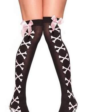 Opaque Crossbones Thigh Highs Stocking